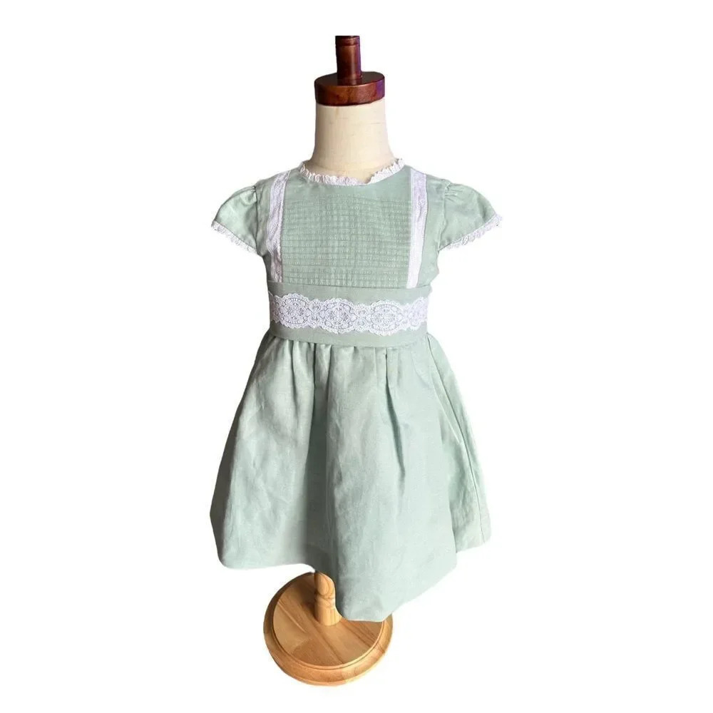 COCONUT | Mint | LINEN AND LACE DRESS - Picture 9 of 15